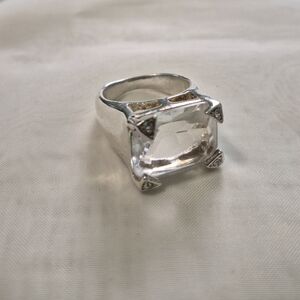Source Unknown Silver Clear Square Crystal Statement Ring - Women Jewelry Chunky